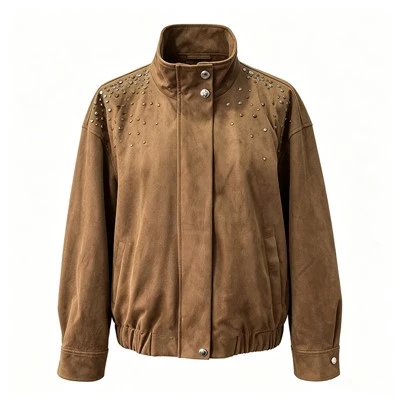 Tan Suede Biker Jacket Womens